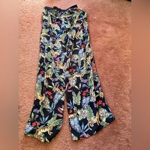 NIC+ZOE Black Tropical Print Wide Leg Pants